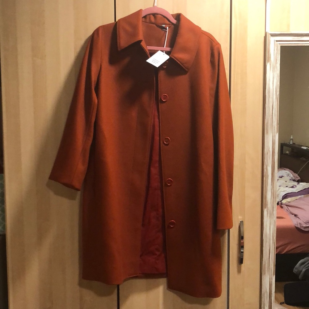 COS Cashmere Wool Coat in Burnt Orange